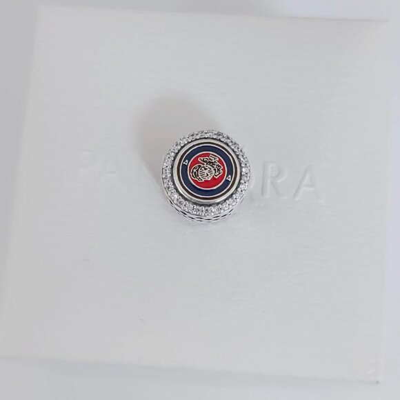 Pandora USMC Marine Corps Exclusive Bead Charm S925 Silver with box - Picture 4 of 7